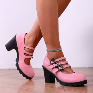 Damen Plateau-Pumps mit dekorativen Riemen und bequemer Sohle R&B