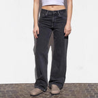 Damen Weite High-Waist Jeans im Used-Look