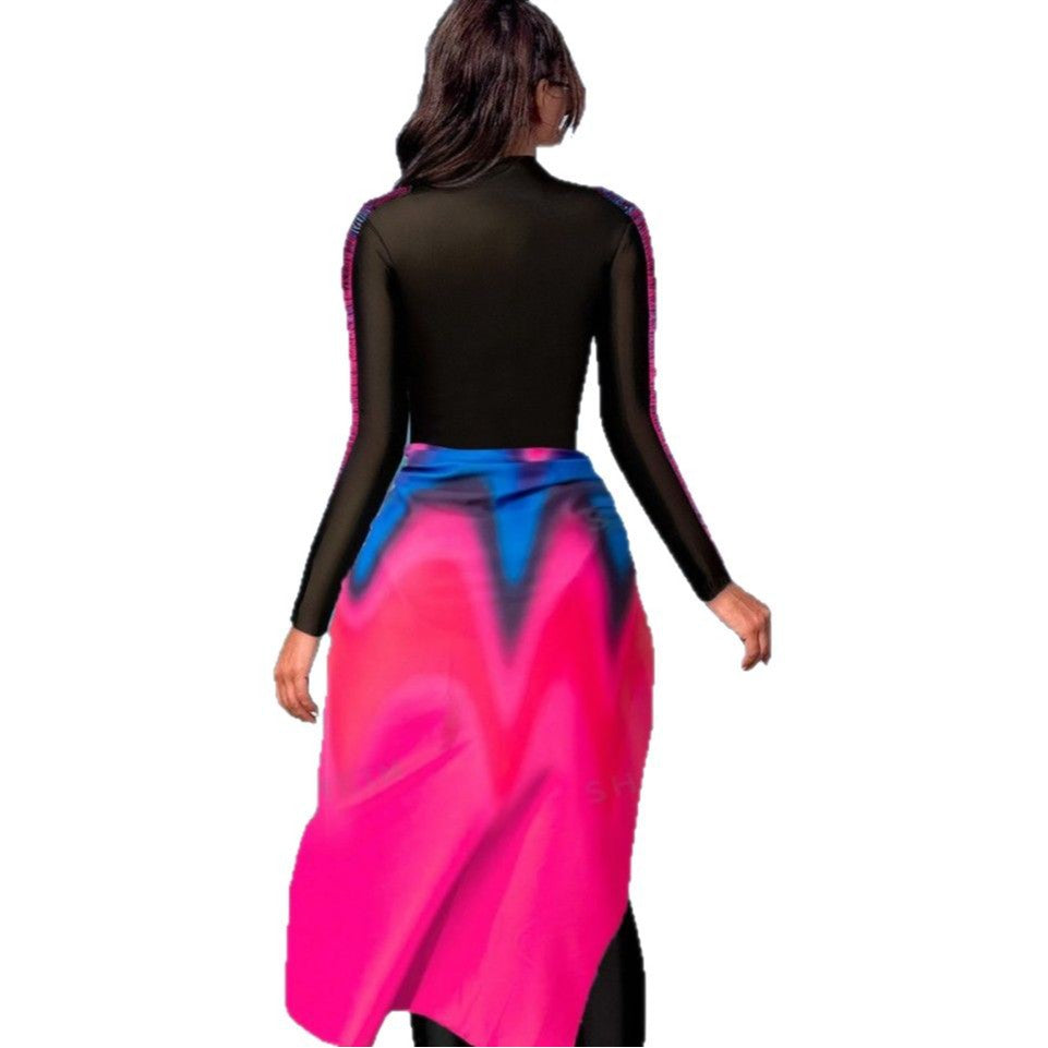 Damen funktionaler Sport-Badeanzug mit Wickelrock R&B