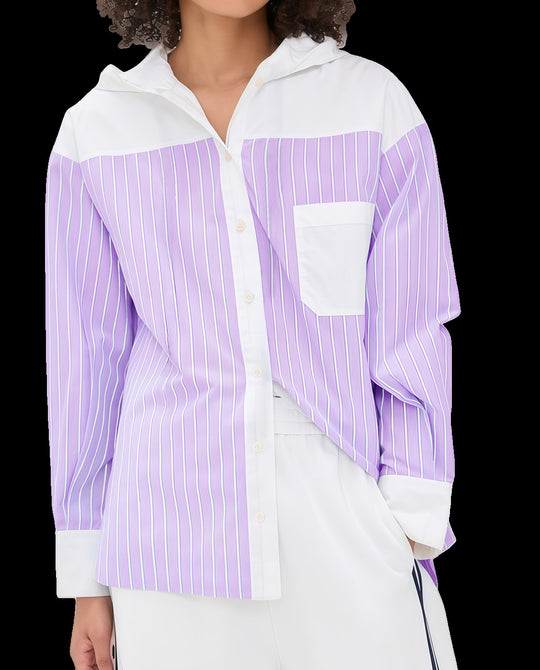 Damen elegante Satinbluse mit Puffärmeln und modernem Kragen R&B