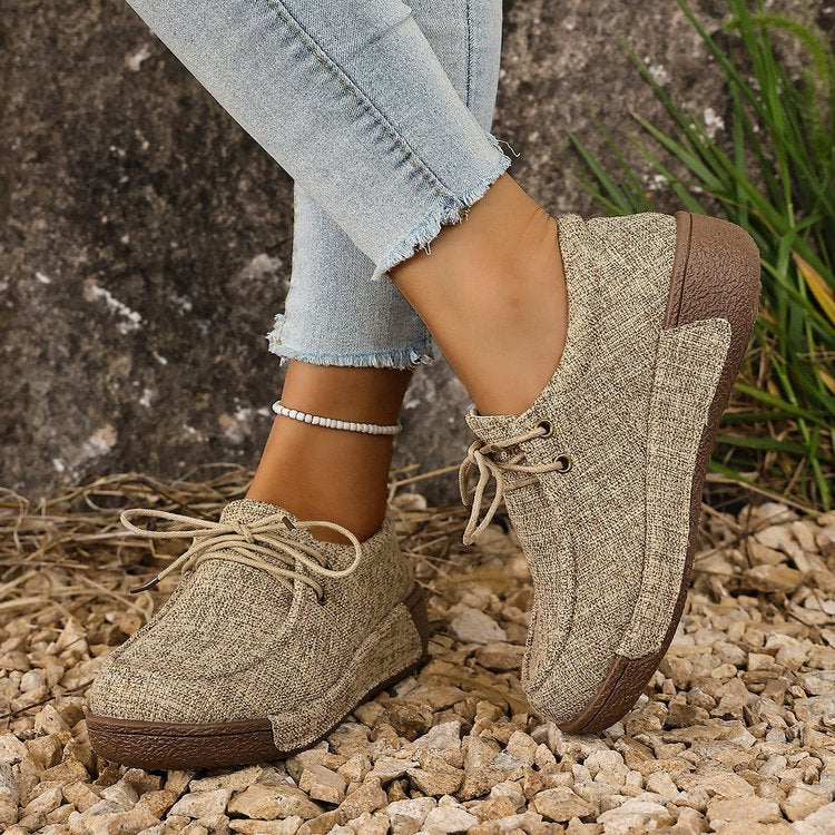 Damen bequeme Halbschuhe mit elastischen Schnürsenkeln und rutschfester Sohle R&B