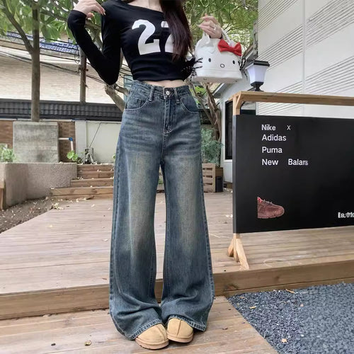 Damen Weit geschnittene High-Waist Jeans im modernen Vintage-Look R&B