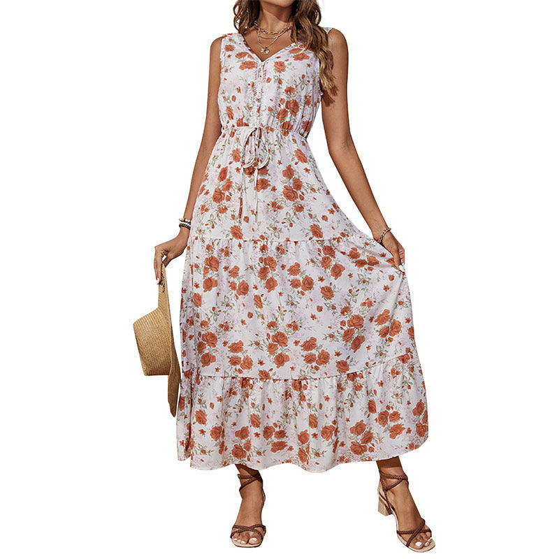 Damen Maxikleid mit floralem Design und Rüschendetails R&B