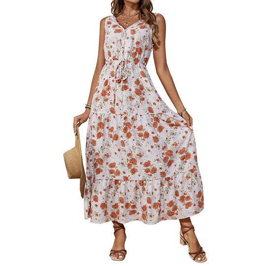 Damen Maxikleid mit floralem Design und Rüschendetails R&B