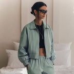 Damen Modischer cropped Windbreaker mit elastischen Bündchen R&B