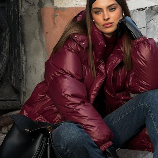 Damen Steppjacke mit voluminösem Schnitt und hohem Kragen R&B