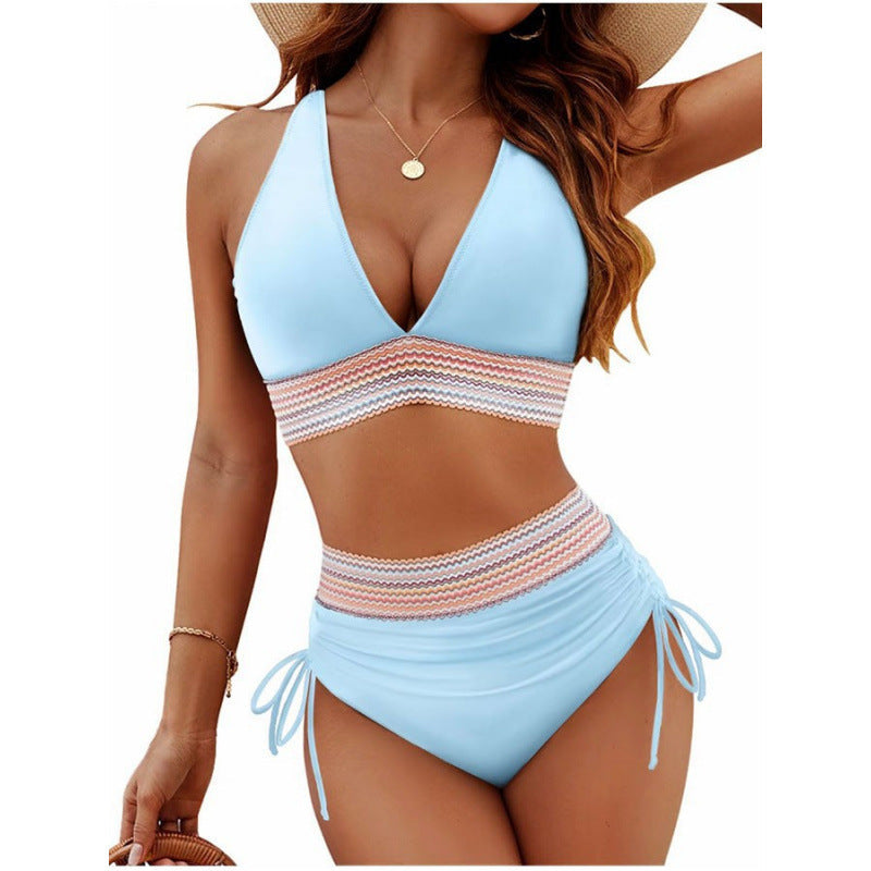 Damen Triangel-Bikini mit verstellbaren Riemen und moderner Rüschenoptik R&B