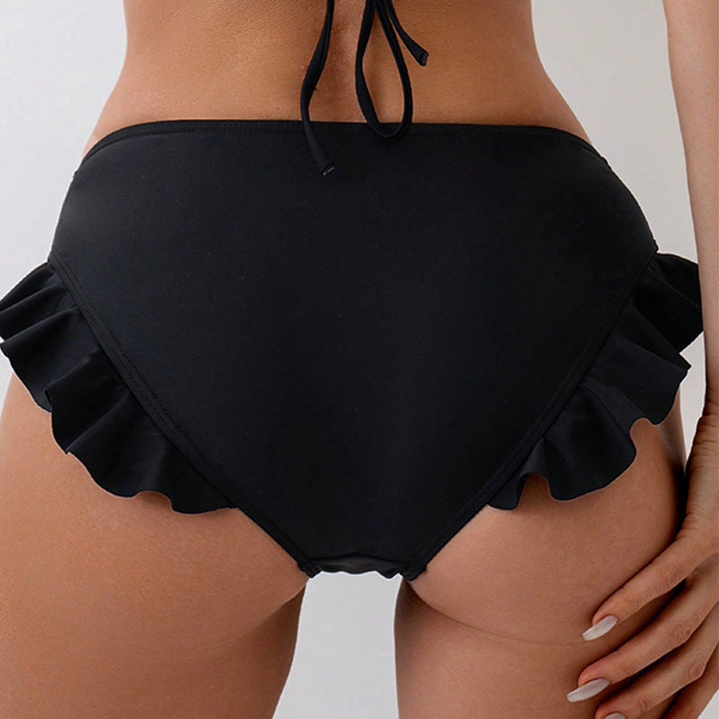 Damen Bikinihose mit verspieltem Rüschendesign und hohem Bund R&B