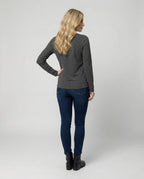 Figurbetontes Damen Langarmshirt mit V-Ausschnitt für Herbst und Frühling