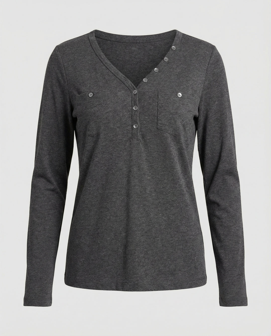 Figurbetontes Damen Langarmshirt mit V-Ausschnitt für Herbst und Frühling