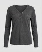 Figurbetontes Damen Langarmshirt mit V-Ausschnitt für Herbst und Frühling