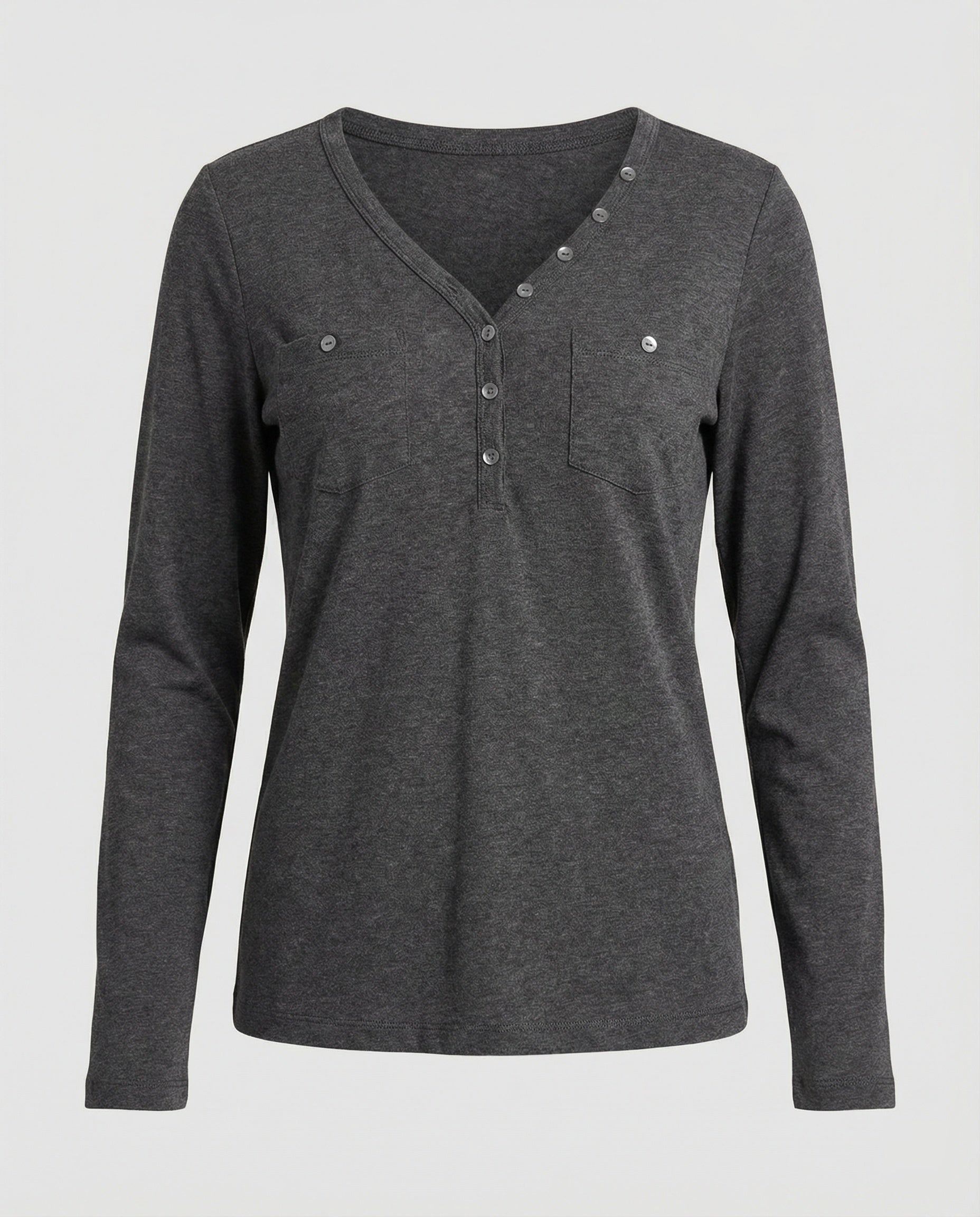 Figurbetontes Damen Langarmshirt mit V-Ausschnitt für Herbst und Frühling