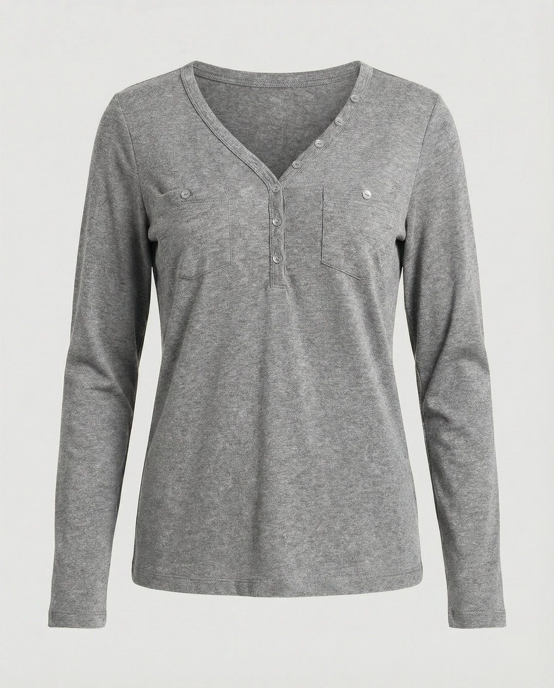 Figurbetontes Damen Langarmshirt mit V-Ausschnitt für Herbst und Frühling