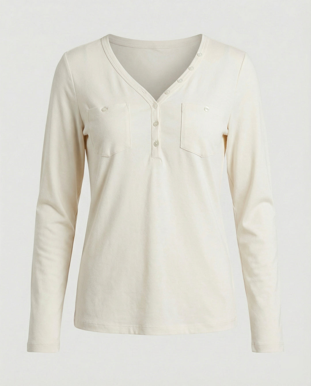 Figurbetontes Damen Langarmshirt mit V-Ausschnitt für Herbst und Frühling