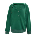 Damen Kapuzensweater mit Knopfleiste und tiefem Ausschnitt R&B