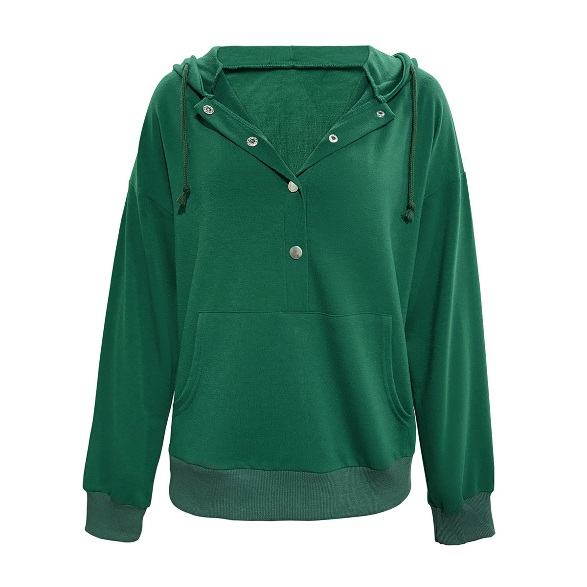 Damen Kapuzensweater mit Knopfleiste und tiefem Ausschnitt R&B