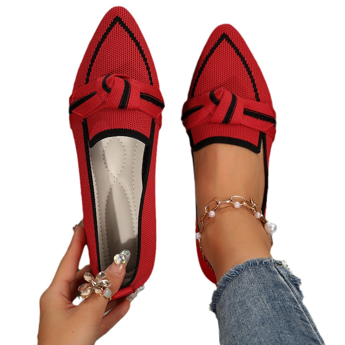 Damen bequeme Slip-On Mokassins mit modischen Details R&B