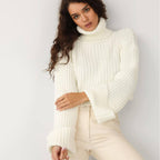 Damen Strickpullover mit hohem Kragen