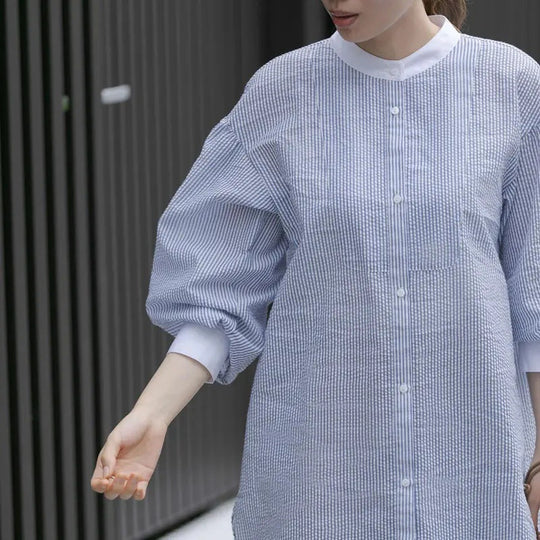 Damen gestreiftes oversized Button-Up Shirt R&B