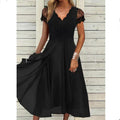 Damen Elegantes Cocktailkleid mit Spitzenärmeln und A-Linien Schnitt R&B