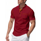 Herren Polo-Shirt mit modischem Henley-Kragen und praktischer Brusttasche