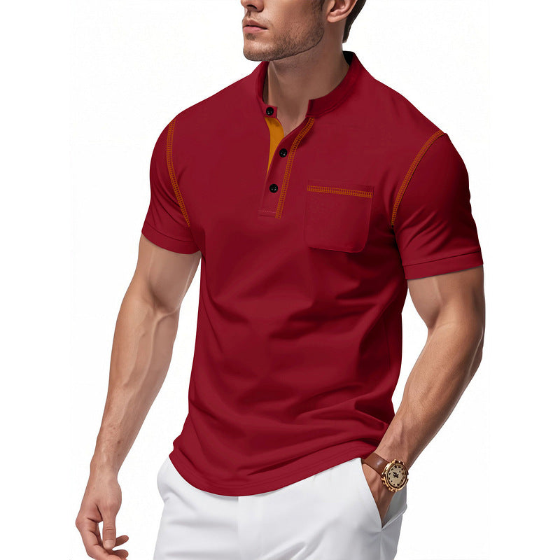 Herren Polo-Shirt mit modischem Henley-Kragen und praktischer Brusttasche