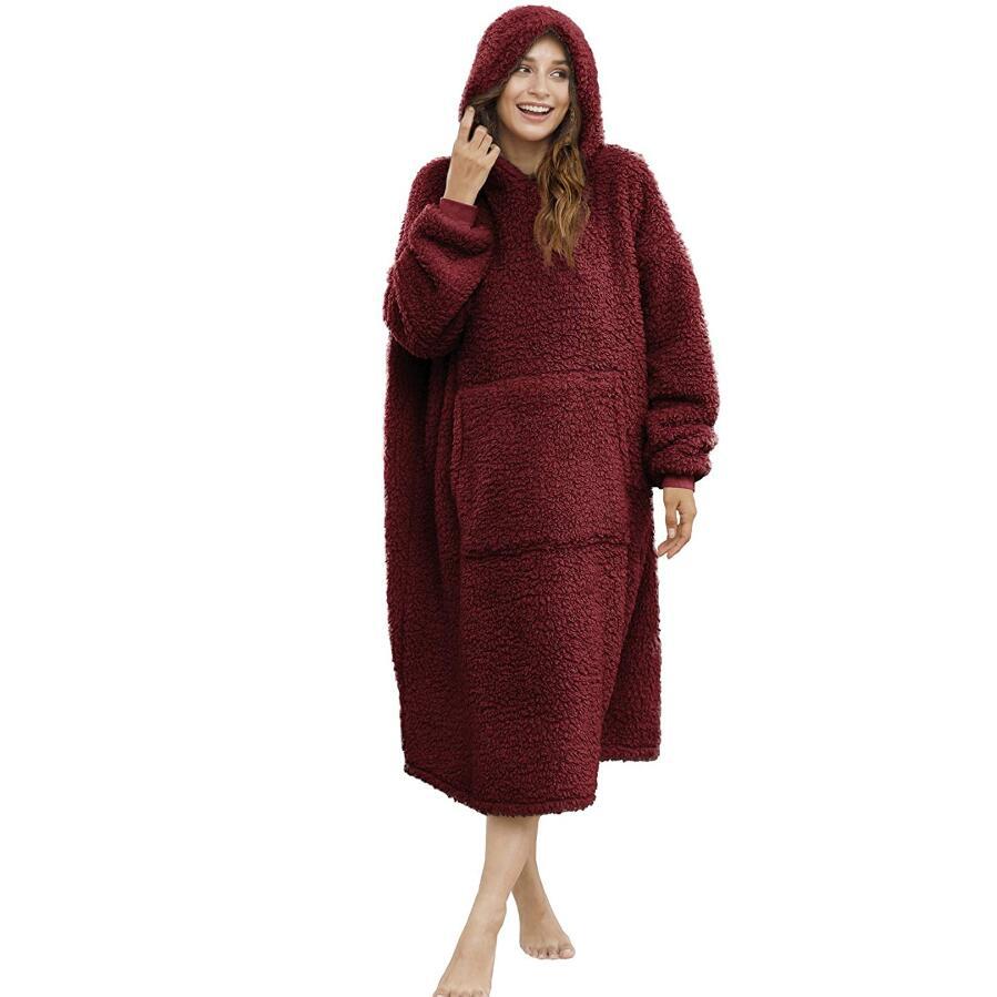 Herren Kuscheliger Fleece-Bademantel mit Kapuze und Taschen R&B