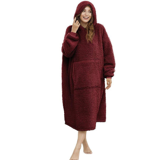 Herren Kuscheliger Fleece-Bademantel mit Kapuze und Taschen R&B