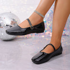 Damen Ballerinas mit elegantem Riemchen und glänzendem Obermaterial R&B