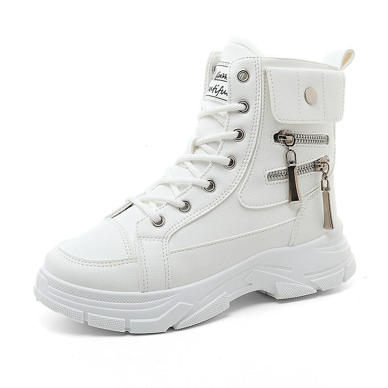 Damen modische High-Top Sneakers mit seitlichem Reißverschluss und dämpfender Laufsohle R&B