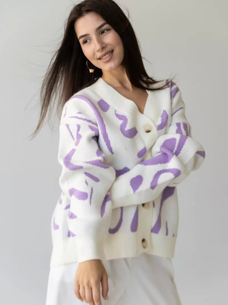 Damen Strickjacke mit einzigartigem Muster R&B