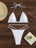 Damen Triangle-Bikini mit zarten Kettenverzierungen