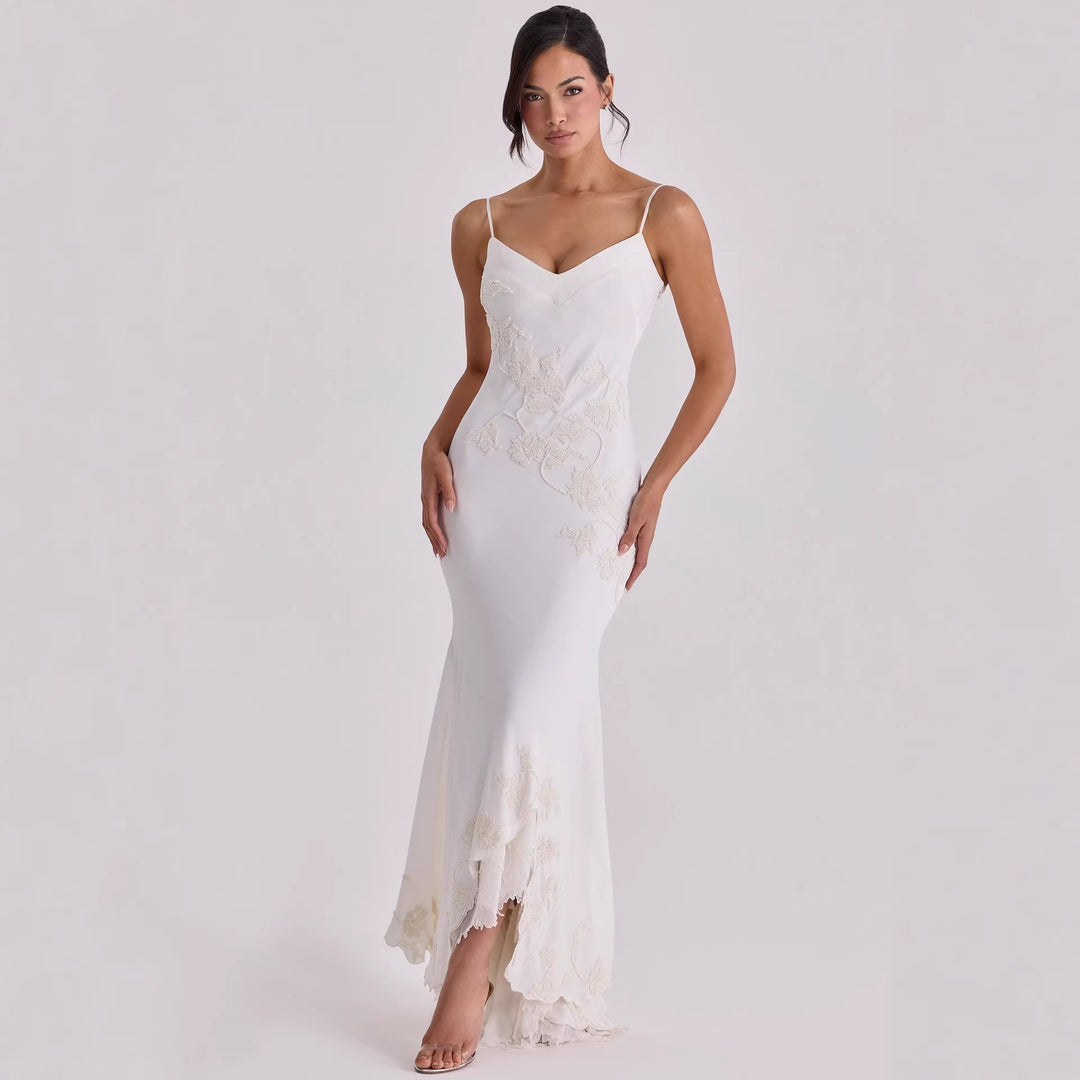 Damen Elegantes Abendkleid mit floralem Spitzenbesatz R&B