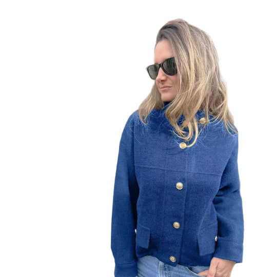 Damen Kurze Jacke mit dekorativen Knöpfen und praktischen Taschen R&B