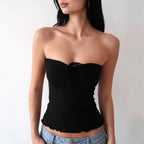 Damen Bandeau-Top mit zarten Rüschendetails und verstellbaren Trägern R&B