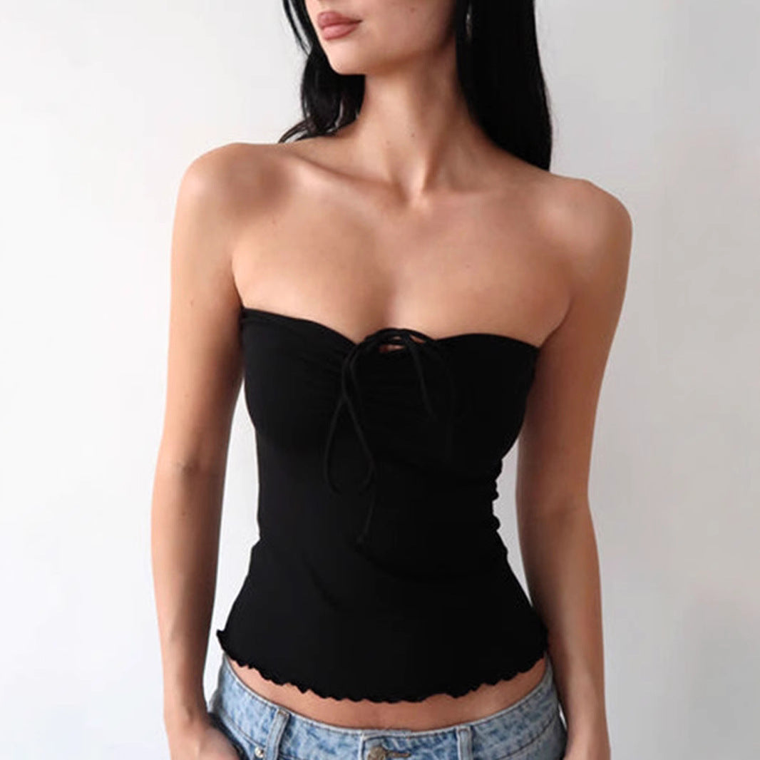 Damen Bandeau-Top mit zarten Rüschendetails und verstellbaren Trägern R&B