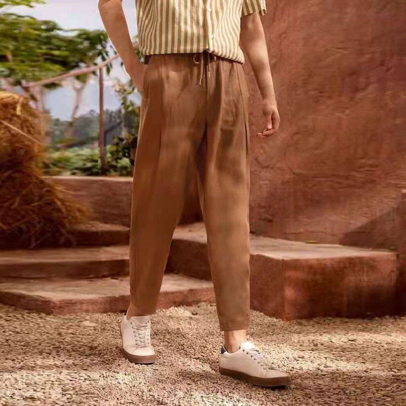 Herren lässige Freizeithose mit elastischem Bund und seitlichen Taschen