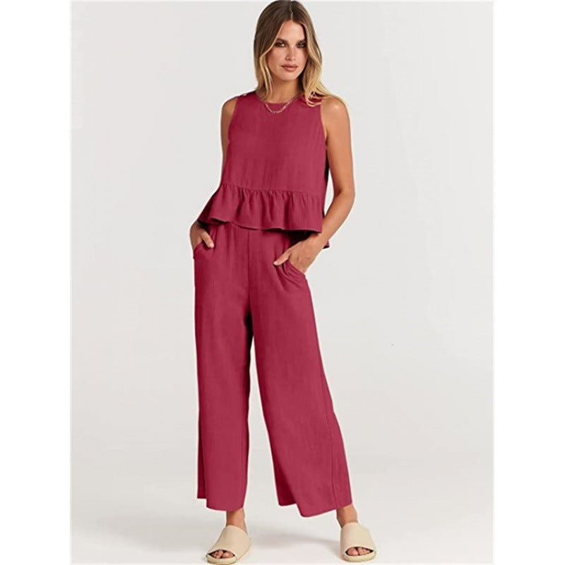 Damen lässiger Jumpsuit mit voluminösem Oberteil und seitlichen Taschen R&B
