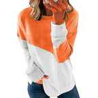Damen Modischer Sweatshirt mit Farbblockdesign und Rundhalsausschnitt R&B
