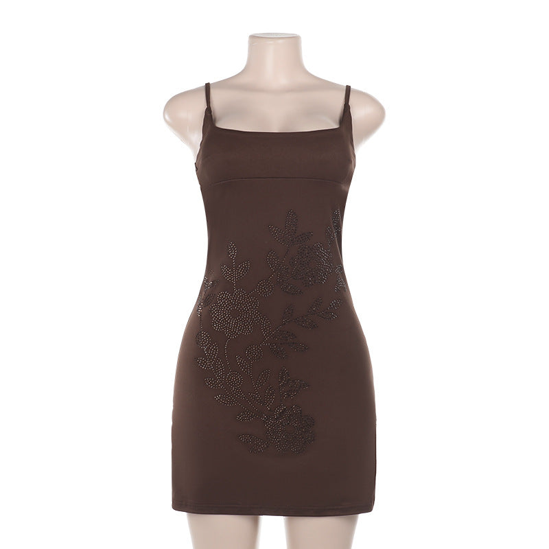 Damen figurbetontes Kleid mit floralem Strassdesign R&B