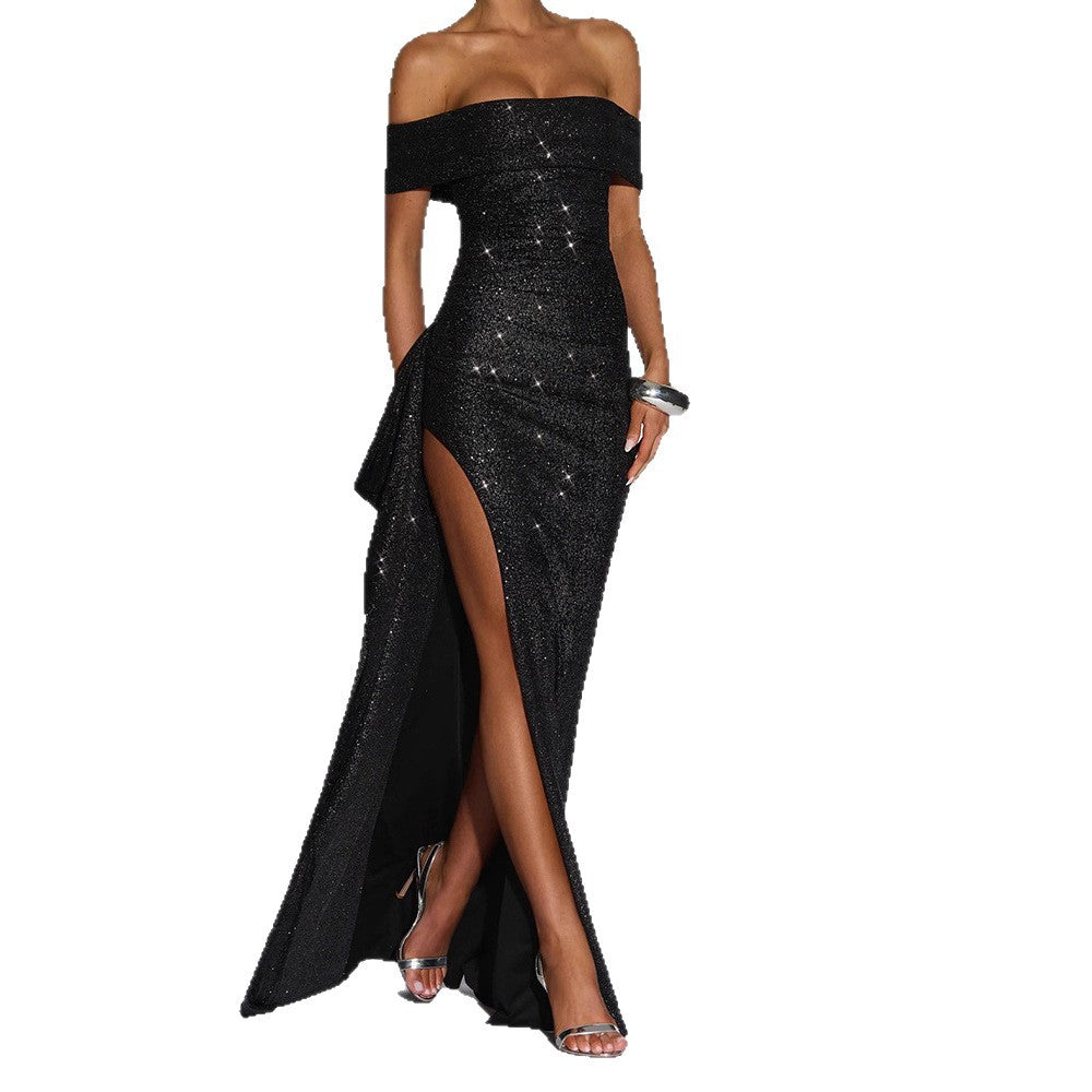 Damen Glamouröses Abendkleid mit atemberaubendem Schlitz und schimmernden Akzenten R&B