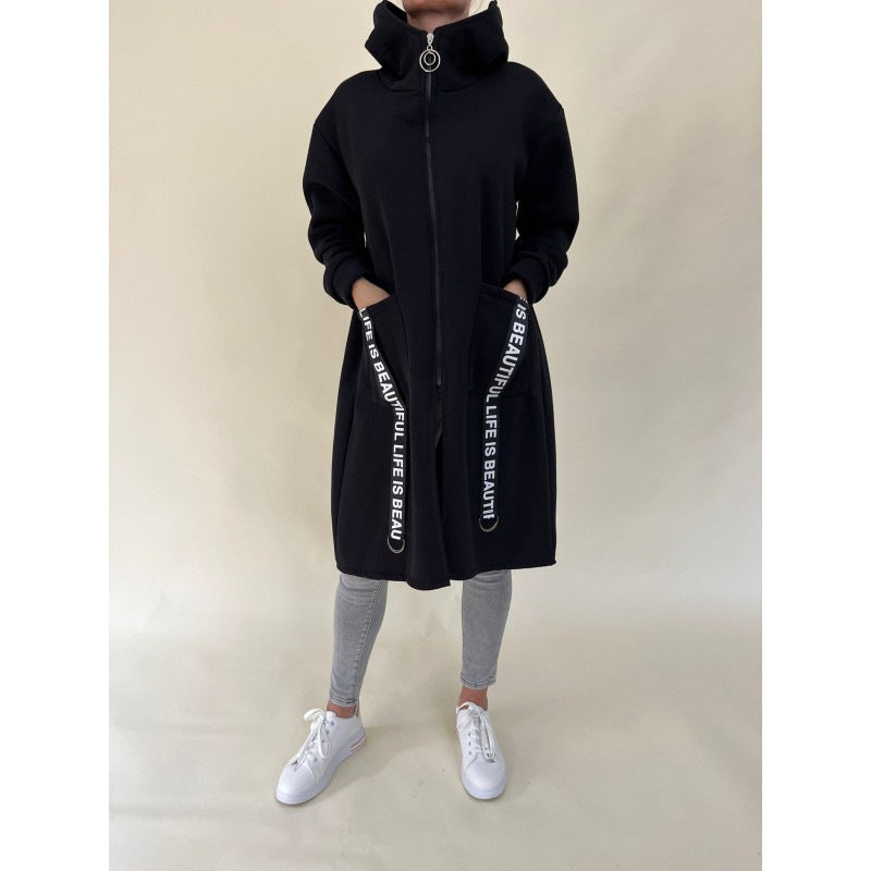 R&B | Taschen Design Hoher Kragen Lange Kapuzen Sweatshirtjacke