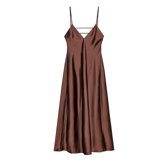 Damen Sommerliches Spaghettiträgerkleid mit schmeichelndem Schnitt und fließendem Stoff R&B