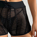 Damen Sportliche Netzshorts mit hohem Bund und verstellbarem Kordelzug R&B