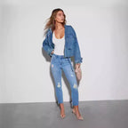 Damen Ripped Jeans mit elegantem Schnitt und modischen Details R&B