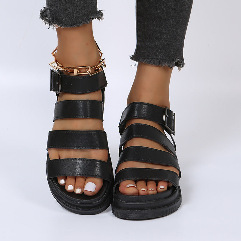Damen bequeme Riemensandalen mit verstellbarem Schnallenverschluss R&B