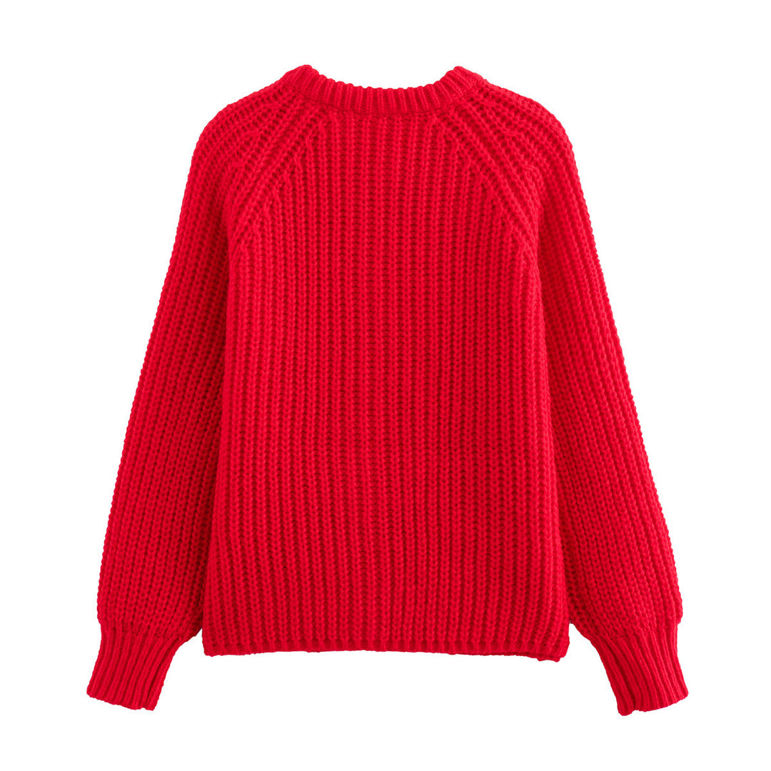 Damen elegante Strickjacke mit dekorativen Knöpfen und modernem Rippdesign R&B