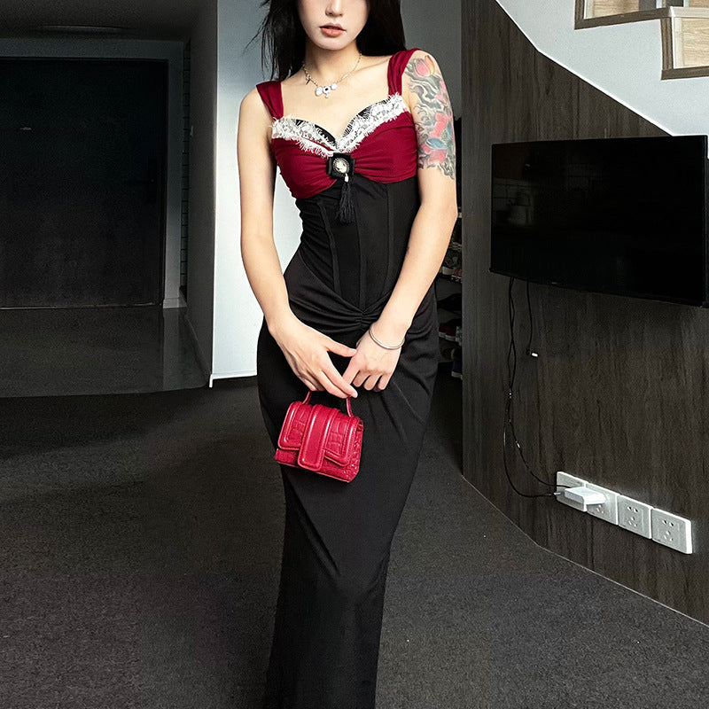 Damen Elegantes Maxikleid mit dekadentem Bustier-Oberteil und verzierten Details R&B