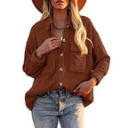 Damen Overshirt im lässigen Strickdesign mit Knopfverschluss und Brusttasche R&B