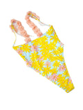 Damen Einteiler Badeanzug mit floralen Rüschendetails R&B